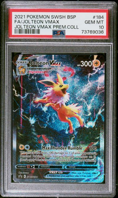 PSA 10 2021 POKEMON SWSH BLACK STAR PROMO #184 FULL ART/JOLTEON VMAX